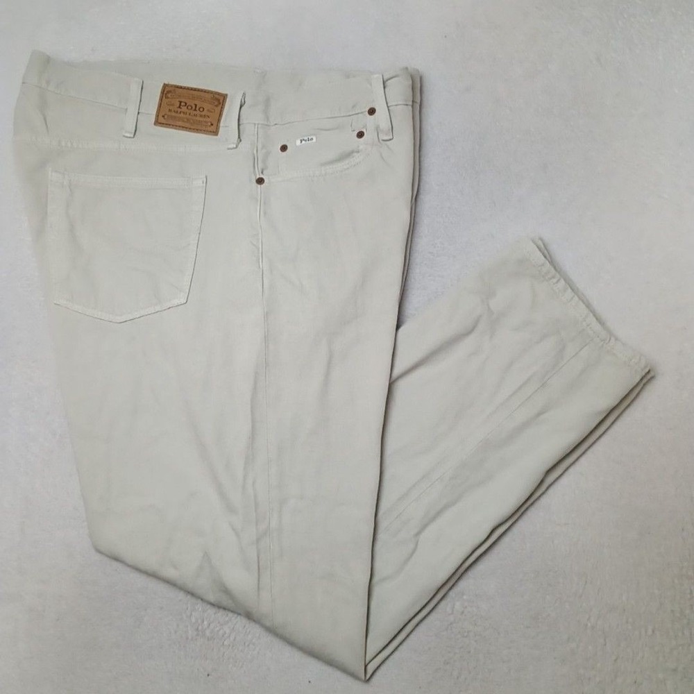 Polo Ralph Lauren Jeans Men 44x30 Beige Varick Slim Straight Chino 5-Pocket Pant